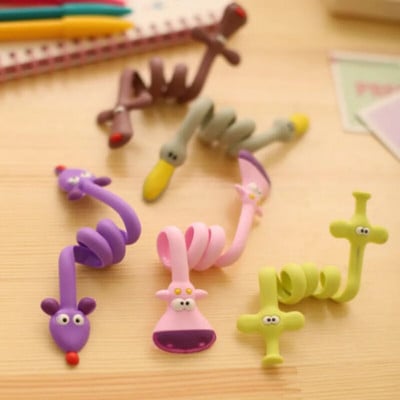 Kawaii Cartoon Animal Cord Winder Winding Line Data Cable Wire Storage Organizer Line Fixer Holder Headset Cord Protector 1PC
