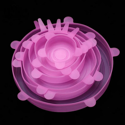 6 DB szilikon sztreccs fedeles tál csésze kerek, négyzet alakú univerzális fedél, újrafelhasználható mikrohullámú sütő konyhai hűtőszekrény ételtartó tömítés rendszerező