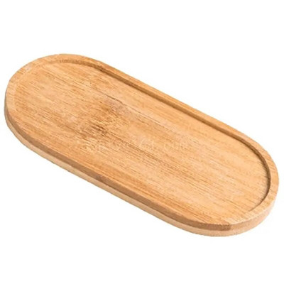 Daugiafunkcis augalų vazonų laikiklis Ovalus bambuko medžio augalų padėklas Vonios kambarys Šampūno padėklas Apvalus augalų drenažo padėklas