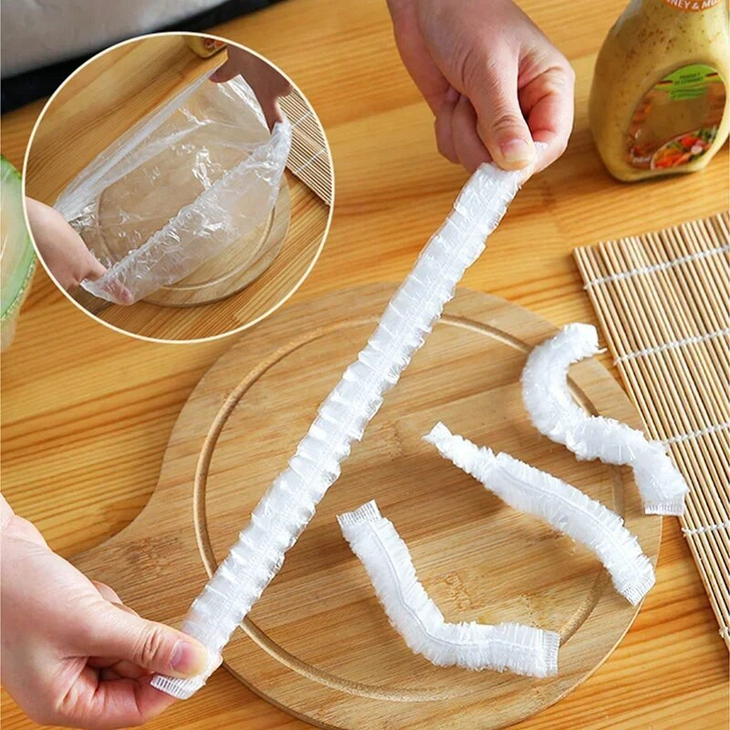 Ühekordne plastikümbris Toidukate Elastne plastümbris puuviljakausside jaoks Tassid Korgid Panipaigad Köök Värske säilituskotid