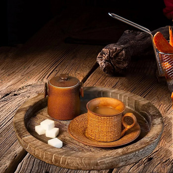 Кръгла естествена дървена тава Thicken Holloween Коледна дървена чиния Чай Храна Сървър Ястия Вода Напитка Дисплей Тава