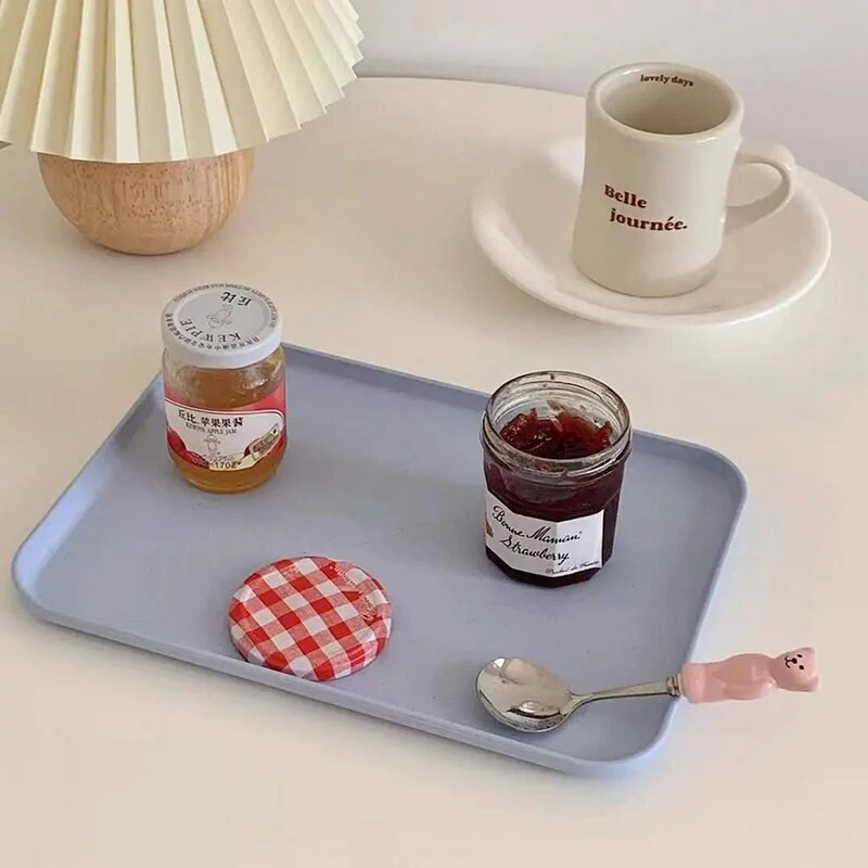 Saldainių spalvos kviečių šiaudų laikymo padėklas Korėjietiško stiliaus stačiakampis valgomojo padėklas Šiaurės šalių vaisių desertinė lėkštė Virtuvės priedai 트레이