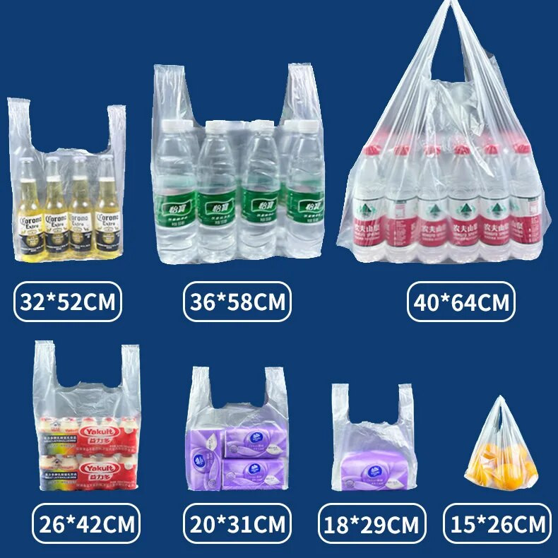 100 vnt Prekybos centrų plastikiniai maišeliai su rankena Naudinga plastikinė laikymo vieta Skaidrus pirkinių maišelis, ritininis maisto pakuotė, laikykite šviežius įrankius