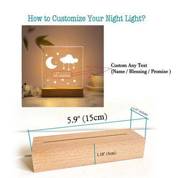 Drop Shipping Personalized Nightlight USB LED Προσαρμοσμένο όνομα Τρισδιάστατο φωτιστικό Διακόσμηση υπνοδωματίου Παιχνίδια γενεθλίων για μωρά Παιδιά Δώρο