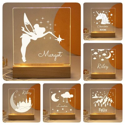 Drop Shipping Personalized Nightlight USB LED Προσαρμοσμένο όνομα Τρισδιάστατο φωτιστικό Διακόσμηση υπνοδωματίου Παιχνίδια γενεθλίων για μωρά Παιδιά Δώρο