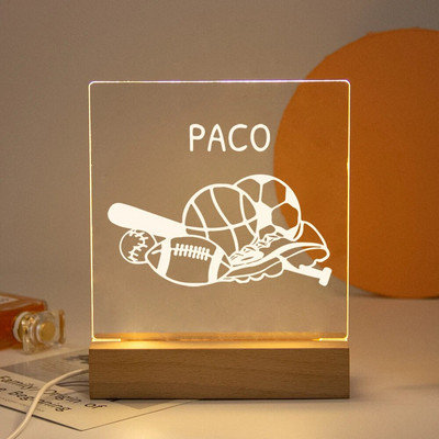 Drop Shipping Personalized Nightlight USB LED Προσαρμοσμένο όνομα Τρισδιάστατο φωτιστικό Διακόσμηση υπνοδωματίου Παιχνίδια γενεθλίων για μωρά Παιδιά Δώρο