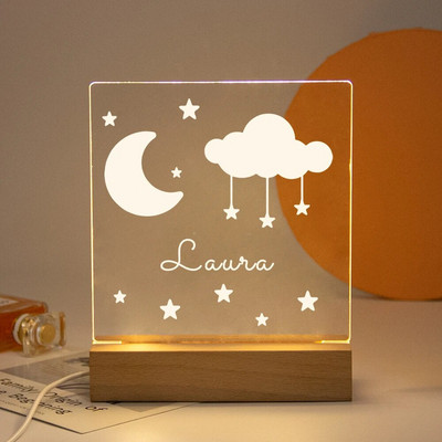Drop Shipping Personalized Nightlight USB LED Προσαρμοσμένο όνομα Τρισδιάστατο φωτιστικό Διακόσμηση υπνοδωματίου Παιχνίδια γενεθλίων για μωρά Παιδιά Δώρο