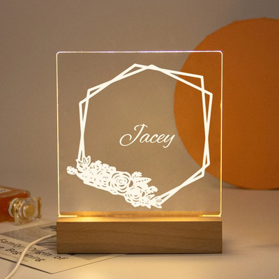 Drop Shipping Personalized Nightlight USB LED Προσαρμοσμένο όνομα Τρισδιάστατο φωτιστικό Διακόσμηση υπνοδωματίου Παιχνίδια γενεθλίων για μωρά Παιδιά Δώρο