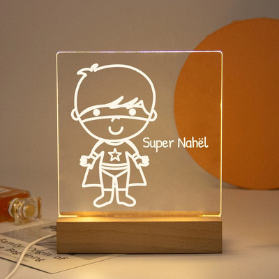 Drop Shipping Personalized Nightlight USB LED Προσαρμοσμένο όνομα Τρισδιάστατο φωτιστικό Διακόσμηση υπνοδωματίου Παιχνίδια γενεθλίων για μωρά Παιδιά Δώρο