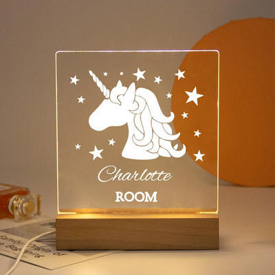 Drop Shipping Personalized Nightlight USB LED Προσαρμοσμένο όνομα Τρισδιάστατο φωτιστικό Διακόσμηση υπνοδωματίου Παιχνίδια γενεθλίων για μωρά Παιδιά Δώρο