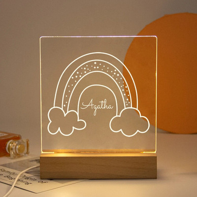 Drop Shipping Personalized Nightlight USB LED Προσαρμοσμένο όνομα Τρισδιάστατο φωτιστικό Διακόσμηση υπνοδωματίου Παιχνίδια γενεθλίων για μωρά Παιδιά Δώρο