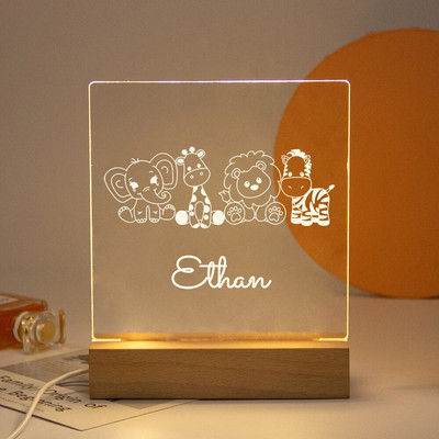 Drop Shipping Personalized Nightlight USB LED Προσαρμοσμένο όνομα Τρισδιάστατο φωτιστικό Διακόσμηση υπνοδωματίου Παιχνίδια γενεθλίων για μωρά Παιδιά Δώρο