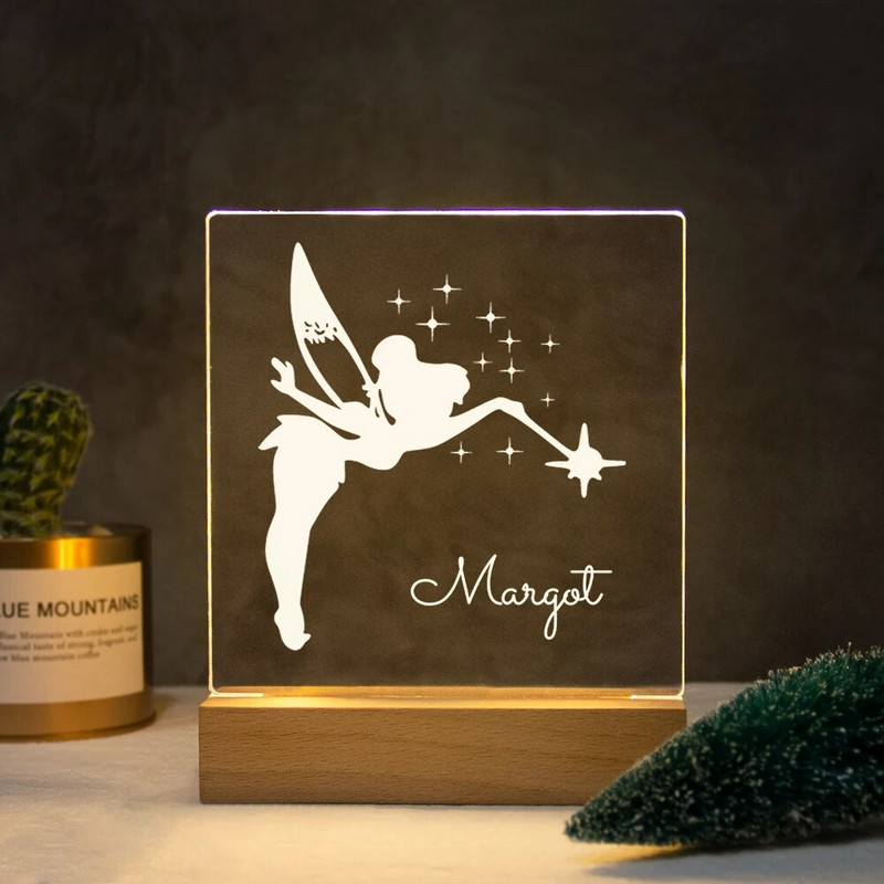 „Drop Shipping“ suasmenintas naktinis šviestuvas USB LED pritaikytas pavadinimas 3D lempos dekoravimas miegamojo žaislai gimtadienio dovana kūdikiams vaikams