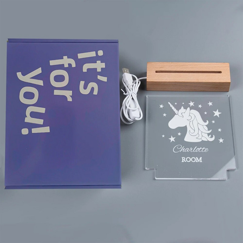 „Drop Shipping“ suasmenintas naktinis šviestuvas USB LED pritaikytas pavadinimas 3D lempos dekoravimas miegamojo žaislai gimtadienio dovana kūdikiams vaikams