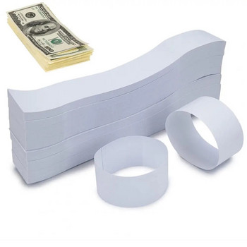300Pcs Money Bands Bundles Αυτοσφράγισμα Επαγγελματικό ανθεκτικό λευκό κενό χαρτί λουριά μετρητών Περιτυλίγματα Σούπερ μάρκετ Λογιστής Τράπεζα