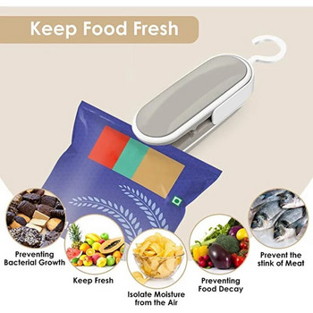 Μηχάνημα σφράγισης μίνι τσάντας κουζίνας Φορητό μηχάνημα συσκευασίας σφραγιστικών σακουλών σε κενό 2 σε 1 Heat Sealer
