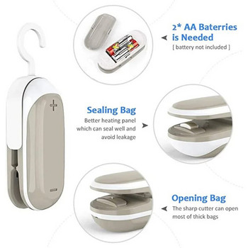 Μηχάνημα σφράγισης μίνι τσάντας κουζίνας Φορητό μηχάνημα συσκευασίας σφραγιστικών σακουλών σε κενό 2 σε 1 Heat Sealer