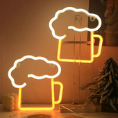 LED Beer Glass Νέον Φως Λαμπερό Φεστιβάλ Διακόσμηση Επιτραπέζιου Ατμόσφαιρα Φωτιστικό Νέον KTV Μπαρ Διακόσμηση για πάρτι σπιτιού Δώρο για ενήλικες