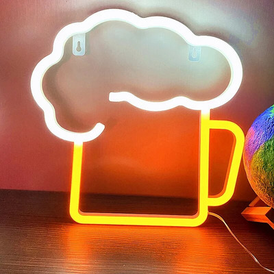 LED Beer Glass Νέον Φως Λαμπερό Φεστιβάλ Διακόσμηση Επιτραπέζιου Ατμόσφαιρα Φωτιστικό Νέον KTV Μπαρ Διακόσμηση για πάρτι σπιτιού Δώρο για ενήλικες