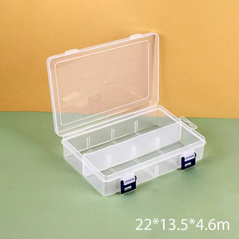 Кутия за съхранение на пластмасови мъниста 8/10 решетки Кутия за бижута Подвижен прозрачен калъф Кука Органайзер за съхранение на обеци Пирони