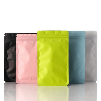 10-50 бр. Двустранни метални майларови торбички с плосък цип, устойчиви на миризми, термозапечатващи се алуминиеви фолио, пластмасови торбички с цип