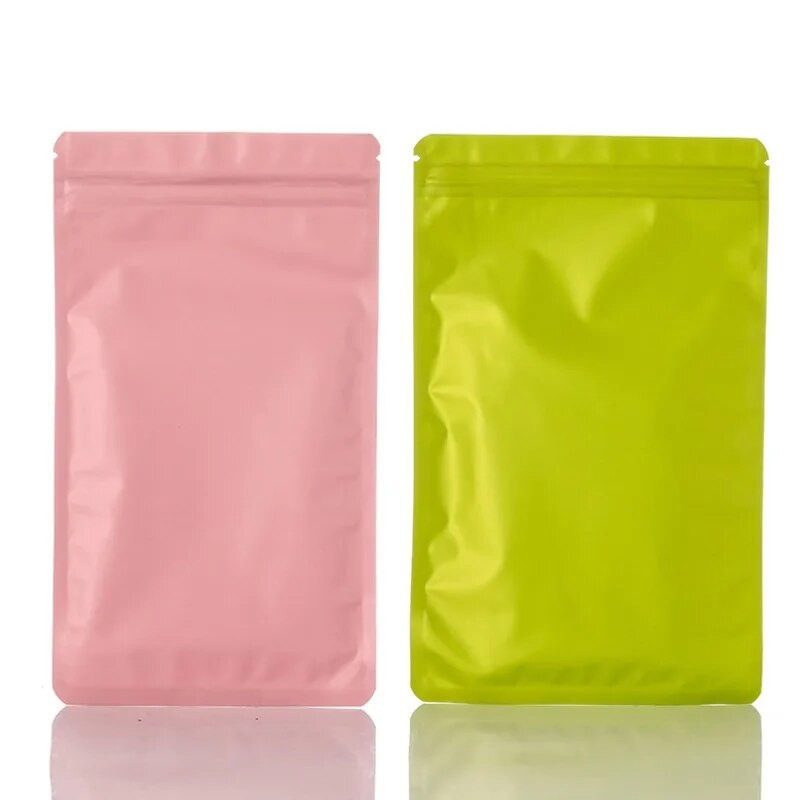 10-50 buc. Saci de pachete cu fermoar plat Mylar metalic cu două fețe.