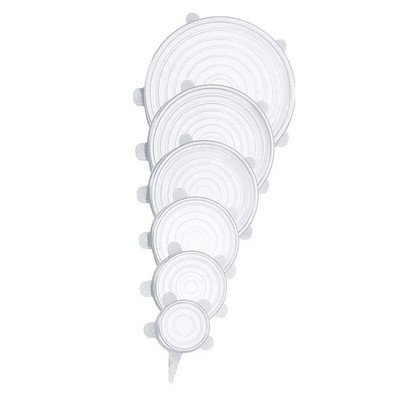 Set od 6 komada, silikonski poklopci za održavanje svježine, rastezljivi poklopac za hranu i voće, svježi poklopac za zdjelu za mikrovalnu pećnicu, poklopac za lonac