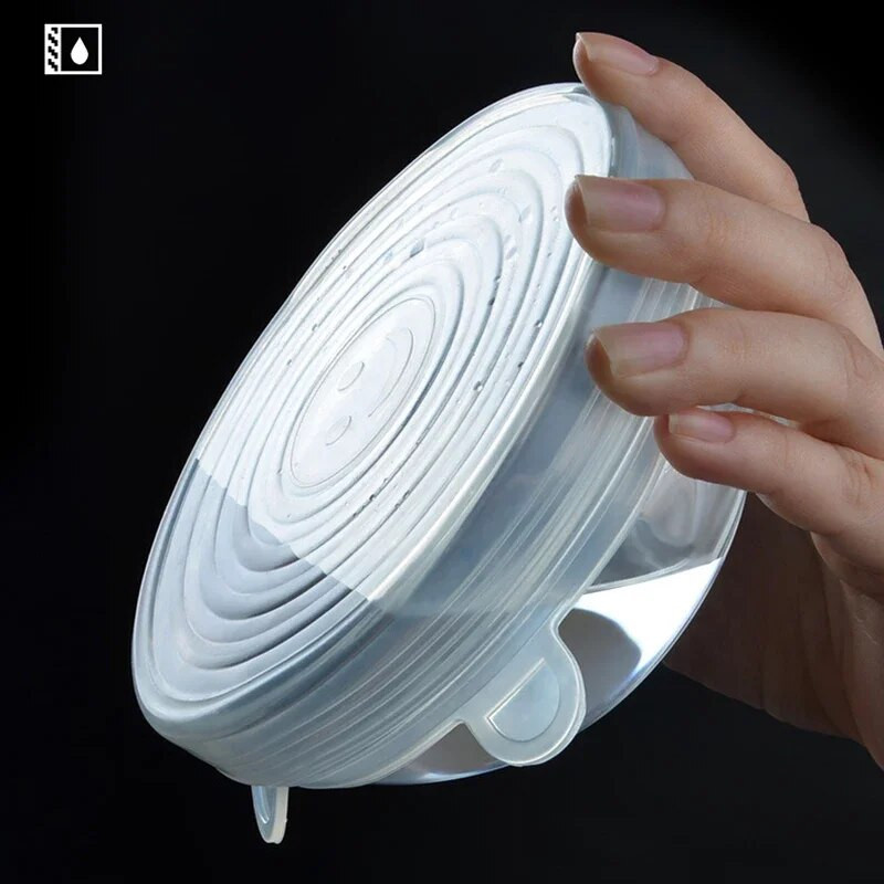 Set od 6 komada, silikonski poklopci za održavanje svježine, rastezljivi poklopac za hranu i voće, svježi poklopac za zdjelu za mikrovalnu pećnicu, poklopac za lonac