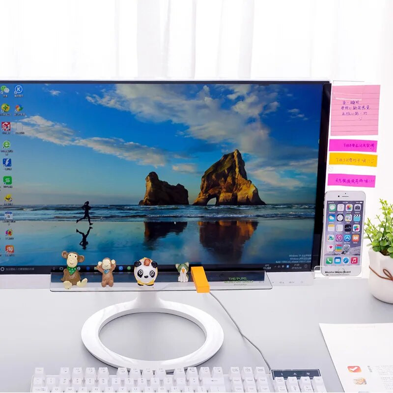 Kreativni akrilni monitor Ploča s podsjetnicima za poruke za ljepljive bilješke Prozirna kartica s imenom Držač telefona Stolni plastični držač Pribor