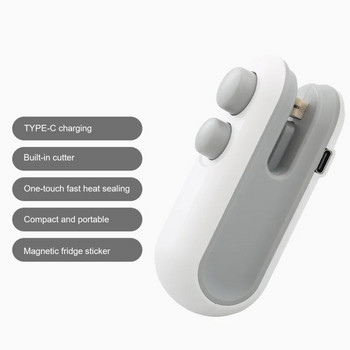 Mini Heat Sealer Преносима ръчна машина за вакуумно запечатване USB зареждане Храна Снек Пластмасова чанта за съхранение Уплътнител кухненски джаджи