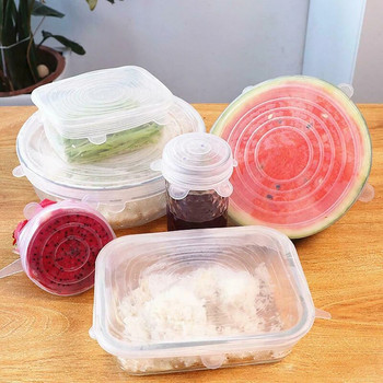 6 ΤΕΜ Ορθογώνια ελαστικά καπάκια σιλικόνης Universal αεροστεγές κάλυμμα περιτυλίγματος τροφίμων Σφραγίδα περιτυλίγματος κουζίνας Fresh Keeping Food κάλυμμα σιλικόνης