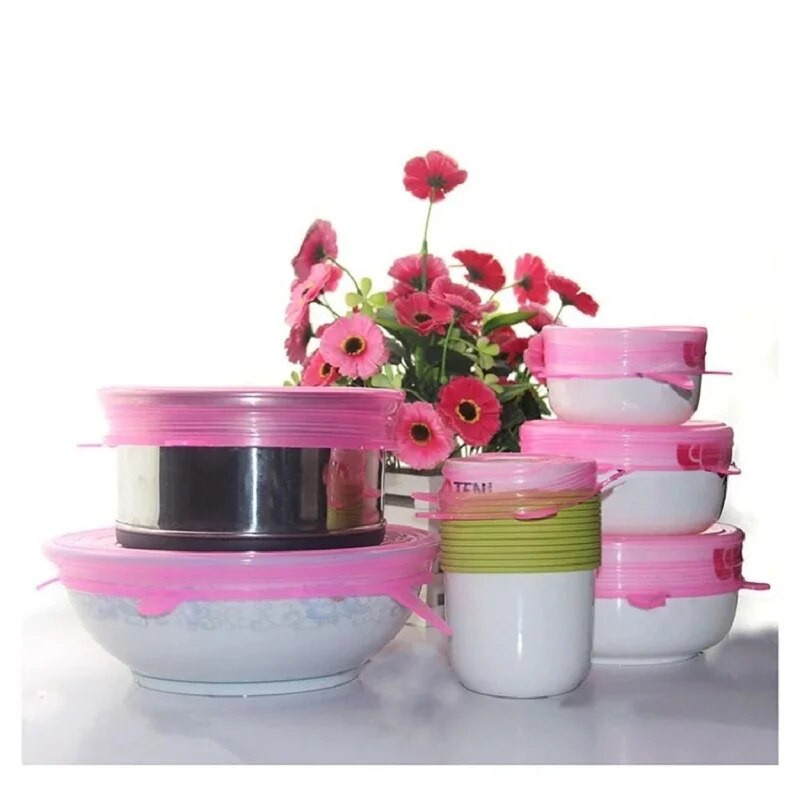 6vnt silikoniniai tamprūs dangteliai Universalus dangtelis silikoninis dubuo puodo dangtis silikoninis dangtis keptuvės maisto ruošimui šviežias dangtis mikrobangų krosnelė