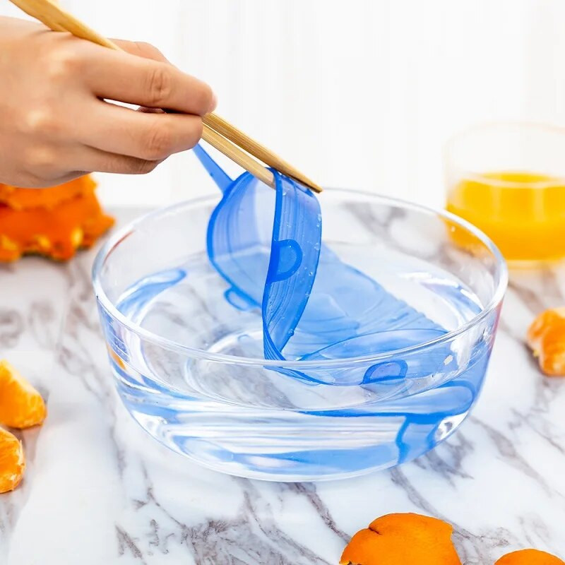 6vnt silikoniniai tamprūs dangteliai Universalus dangtelis silikoninis dubuo puodo dangtis silikoninis dangtis keptuvės maisto ruošimui šviežias dangtis mikrobangų krosnelė