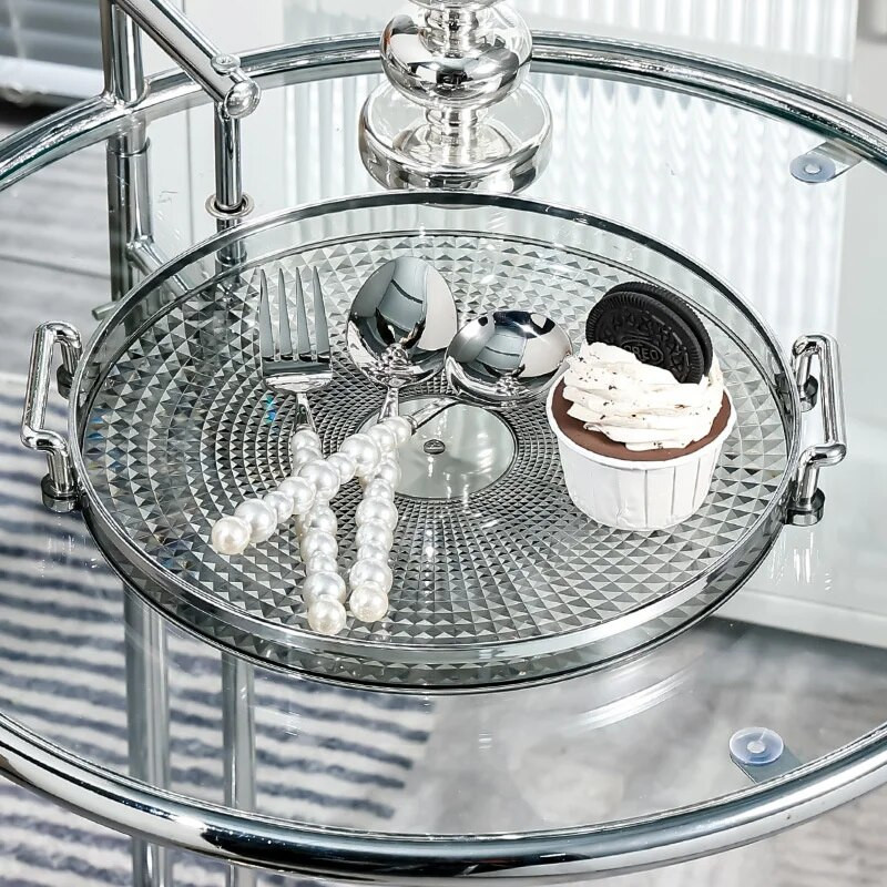 Prabangus laikymo padėklas Apvalus plastikinis serviravimo padėklas Virtuvės organizatorius Maisto lėkštė Kavos stalo dekoras Vaisiai Desertas Arbatos padėklas Laikymas