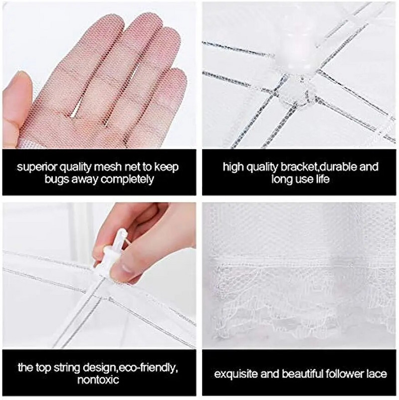 Összehajtható élelmiszerhálós huzat légy szúnyog elleni felugró ételtakaró esernyő étkezés zöldség gyümölcs légáteresztő burkolat Konyhai kiegészítők