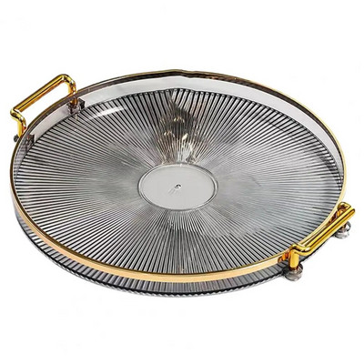 cu dublu mâner, rotund, decorativ, masă de ceai, tavă de servire, organizator de depozitare pentru birou, tavă de depozitare pentru petrecere