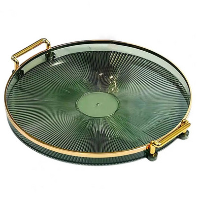 cu dublu mâner, rotund, decorativ, masă de ceai, tavă de servire, organizator de depozitare pentru birou, tavă de depozitare pentru petrecere