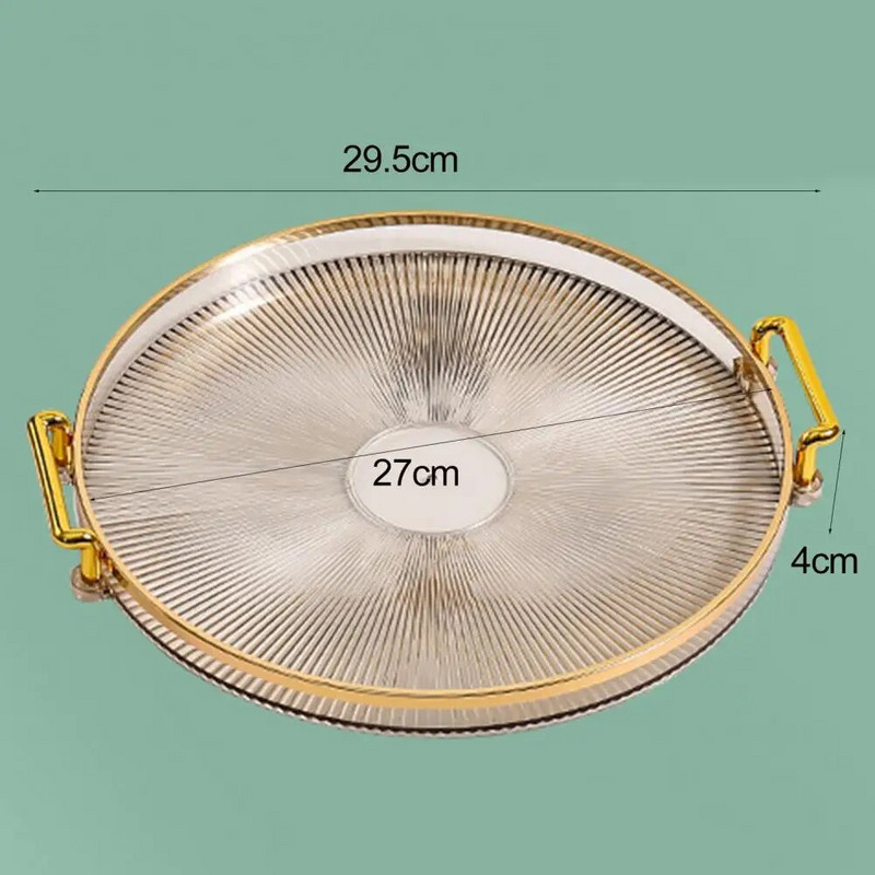 cu dublu mâner, rotund, decorativ, masă de ceai, tavă de servire, organizator de depozitare pentru birou, tavă de depozitare pentru petrecere