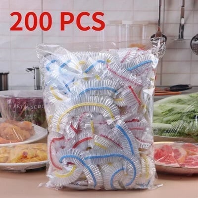 50/100/200 бр. Saran Wrap Цветна еднократна употреба Покритие за храна Хранителна свежеста пластмасова торбичка Аксесоари за кухненски хладилник