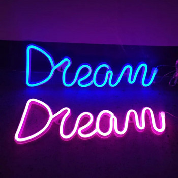 Dream LED Neon Light Φωτεινή Διακόσμηση Φεστιβάλ Φωτιστικό Νέον για Κρεβατοκάμαρα Σαλόνι Διακόσμηση σπιτιού Δώρο για ενήλικα παιδιά