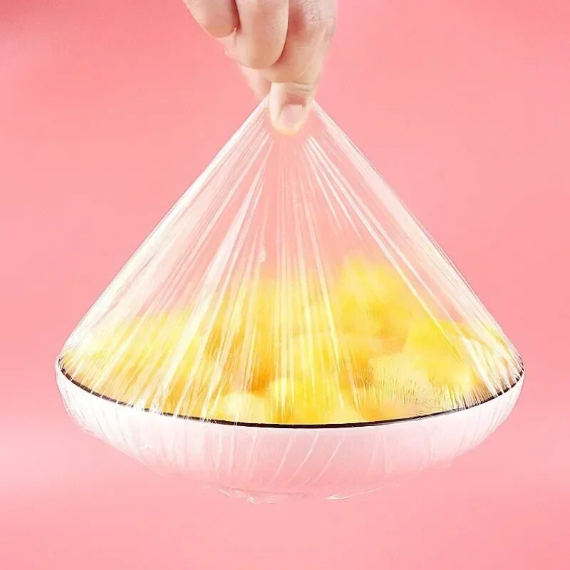 200 vienetų Maisto maišeliai Vienkartinis maisto dangtelis plastikinis įvyniojimas vaisių dubuo puodelis dangtelis Parduotuvė Virtuvė plastikinis maišelis Sandėliavimo organizavimas Pagrindinis puslapis