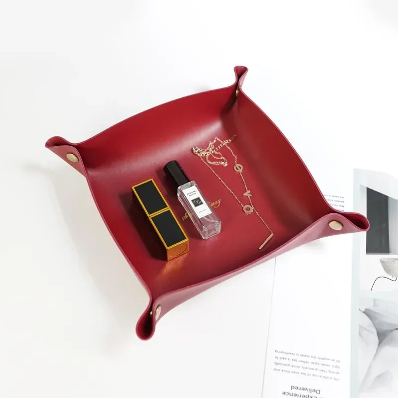 Stalinio kompiuterio laikymo dėklas, odinis raktų lėkštė namų dekoravimui kauliukų dėklas raktų piniginės monetos PVC odos sulankstomos laikymo dėžutės didmeninė prekyba