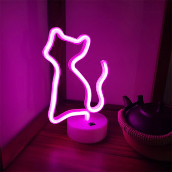 Χαριτωμένη γάτα LED Neon Light Φεστιβάλ Διακόσμηση Φωτεινή λάμπα νέον Κρεβατοκάμαρα Σαλόνι Διακόσμηση σπιτιού Νυχτερινό φωτιστικό