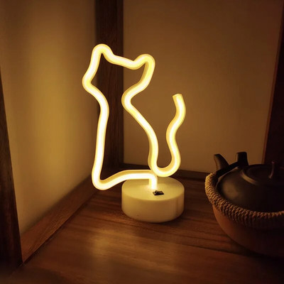 Χαριτωμένη γάτα LED Neon Light Φεστιβάλ Διακόσμηση Φωτεινή λάμπα νέον Κρεβατοκάμαρα Σαλόνι Διακόσμηση σπιτιού Νυχτερινό φωτιστικό