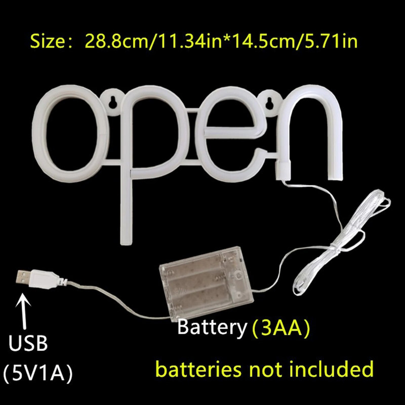 Avatud neoonsiltide lamp LED neoonsiltide öövalgusti aku/USB-toitega värvilised valgustatud kirjavalgustid aknabaarile hotelli kohv