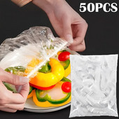 50/10 buc. Capac pentru alimente de unică folosință, folie elastică din plastic, husă pentru pantofi de calitate alimentară, accesorii pentru acoperirea capului de duș, boluri, capace, sac pentru economisirea alimentelor de acasă
