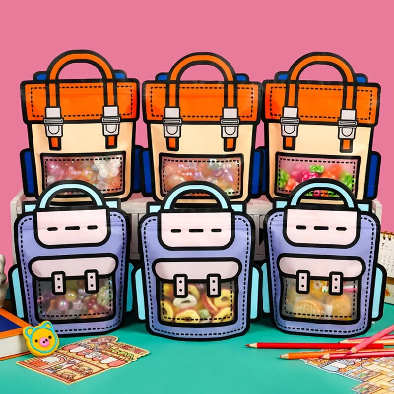 Nove vrećice za kolačiće Školske torbice Oblik paketa za grickalice Vrećice za pakiranje slatkiša Zip Lock Vrećice za pakiranje Dječji rođendanski darovi Dekoracija