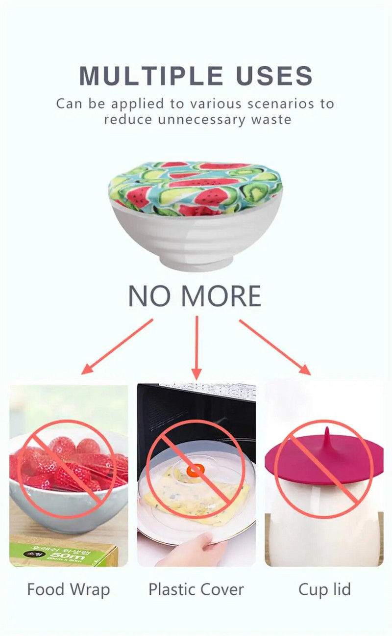 Nauji 3 vnt maisto dubenėlio dangteliai universalūs medžiaginiai dangteliai, skirti virtuvės reikmenims.