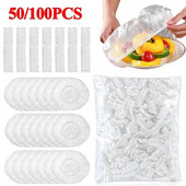 50/100 buc. Capac pentru alimente de unică folosință, ambalaj din plastic, pungă elastică pentru alimente pentru boluri cu fructe, capace de calitate alimentară, pungă de economisire pentru păstrarea proaspetelor de bucătărie