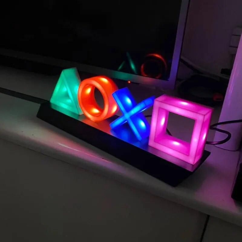 PS4 žaidimo piktograma Lempa Neoninių ženklų garso valdymas Dekoratyvinė lempa Spalvingos šviesos Žaidimo lempos stovas LED šviesos juostos klubo KTV sienų dekoras
